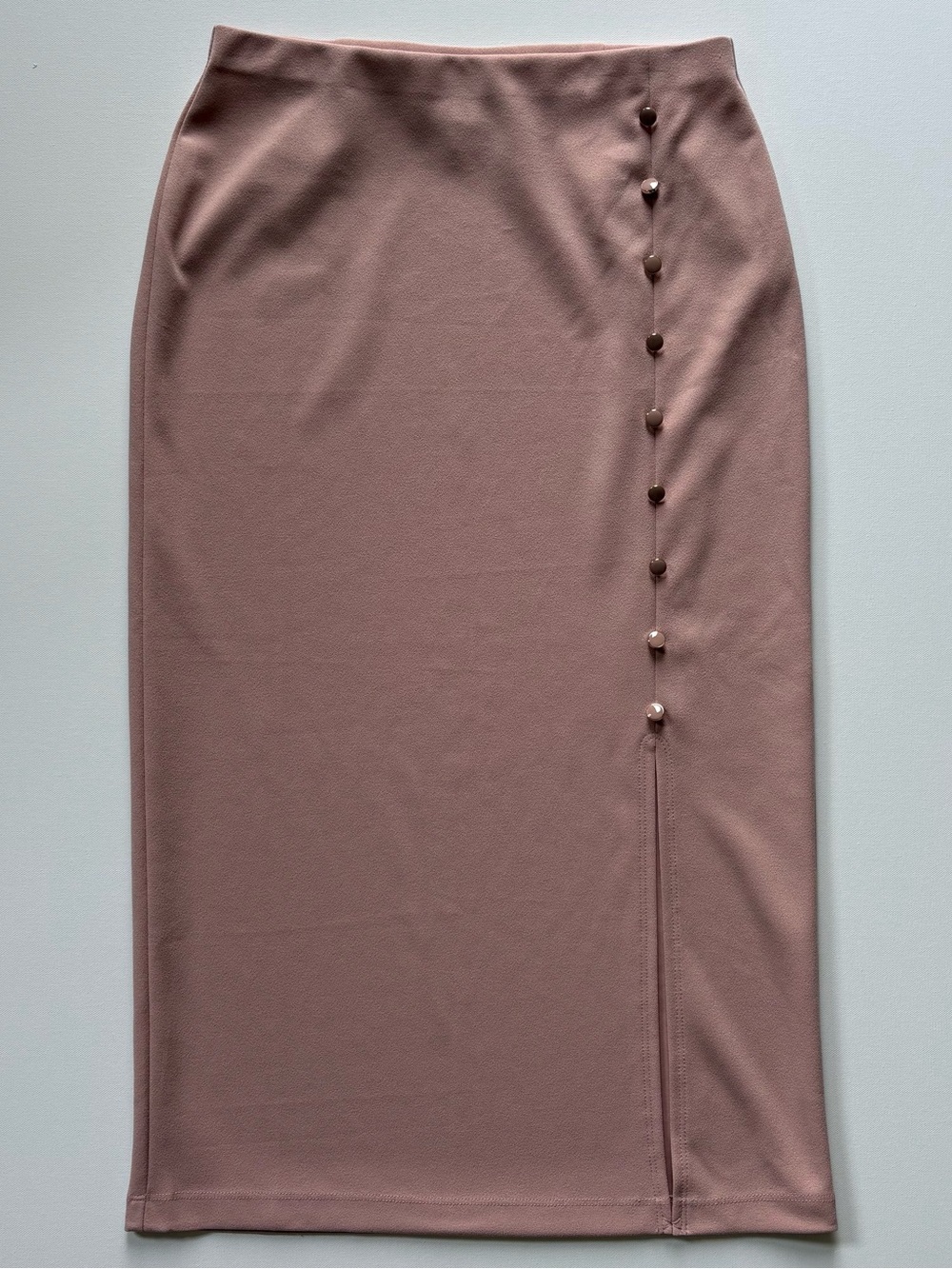 New York Company Co Womens Small Pink Pencil Midi Skirt Slit Button Detail
